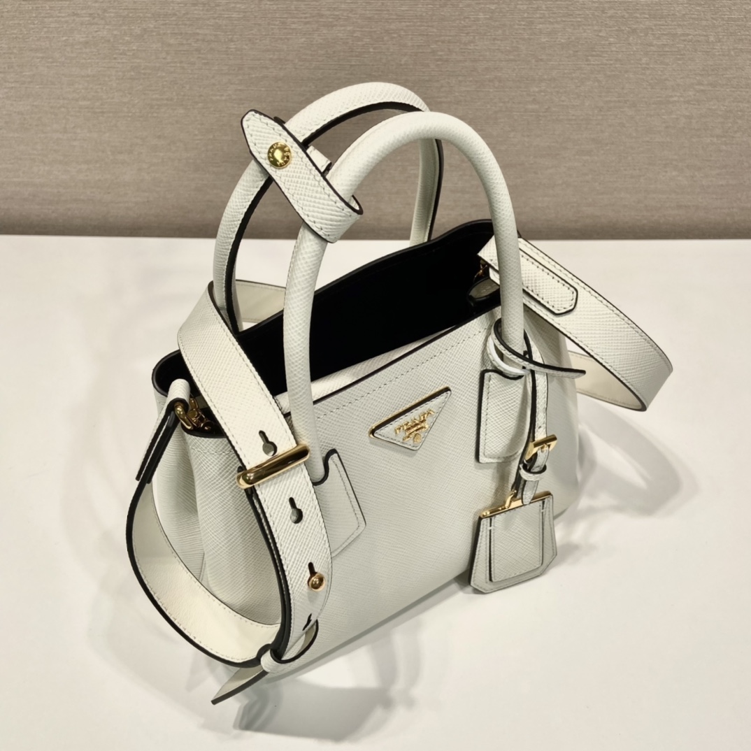 Prada Double Saffiano Leather Mini Bag Shoulder Bag White 1BG443